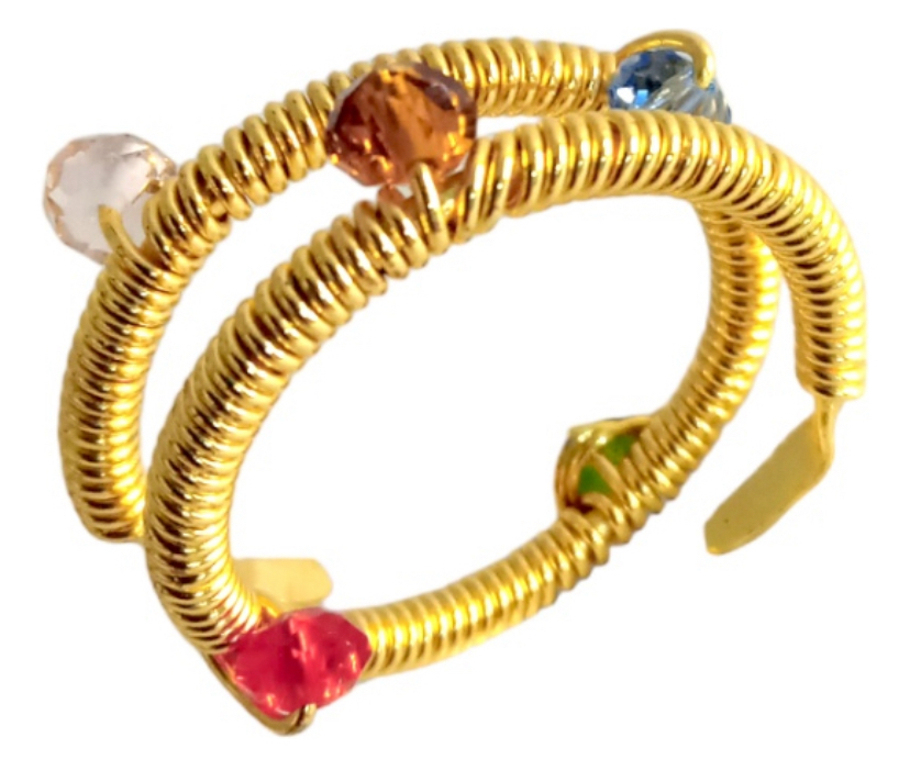 Anillo Doble Vuelta con Cristales-Joyería Contemporánea-Talle: 8/18mm