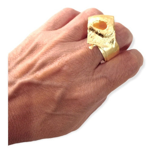 Anillo Lazo Dorado-Joyería Contemporánea--Talle: 11/21mm