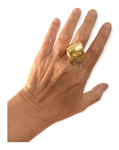 Anillo Lazo Dorado-Joyería Contemporánea--Talle: 11/21mm