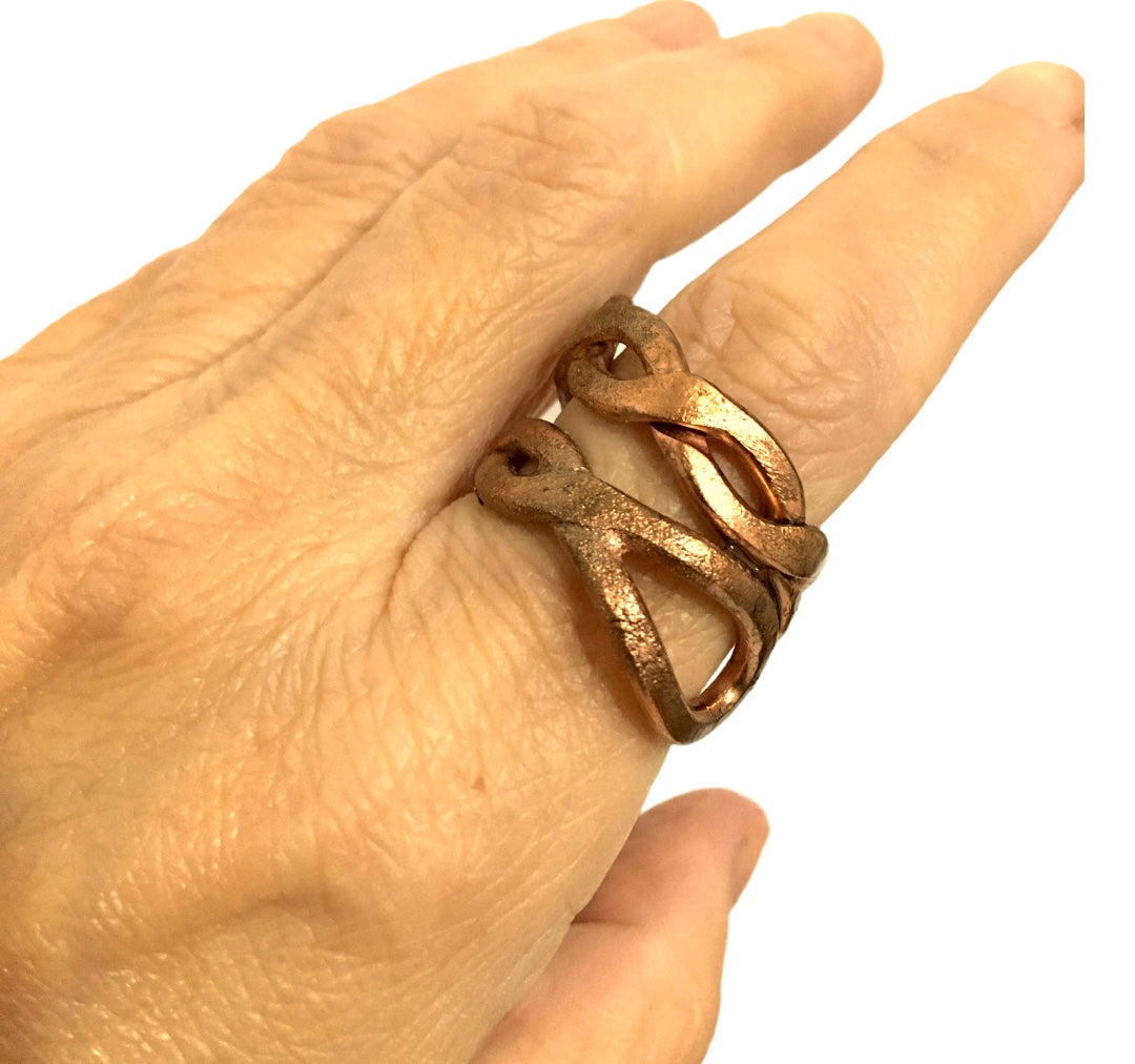 Anillo Trenzado Cobre - Joyas de Cobre -Talla: 8,5/18,5mm