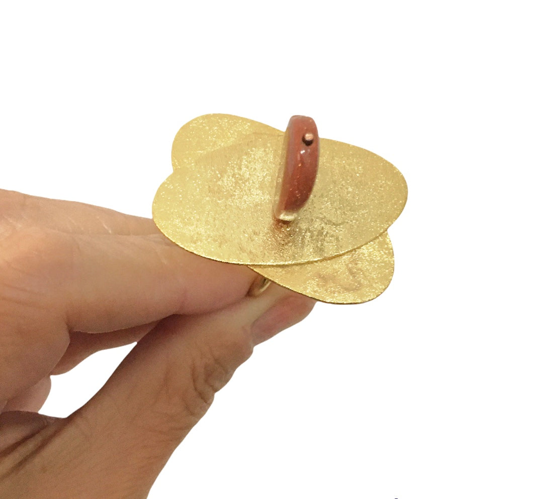 Anillo Doble Ovalo con Aventurina Marrón-Joyería Contemporánea-Talle: 8/18mm