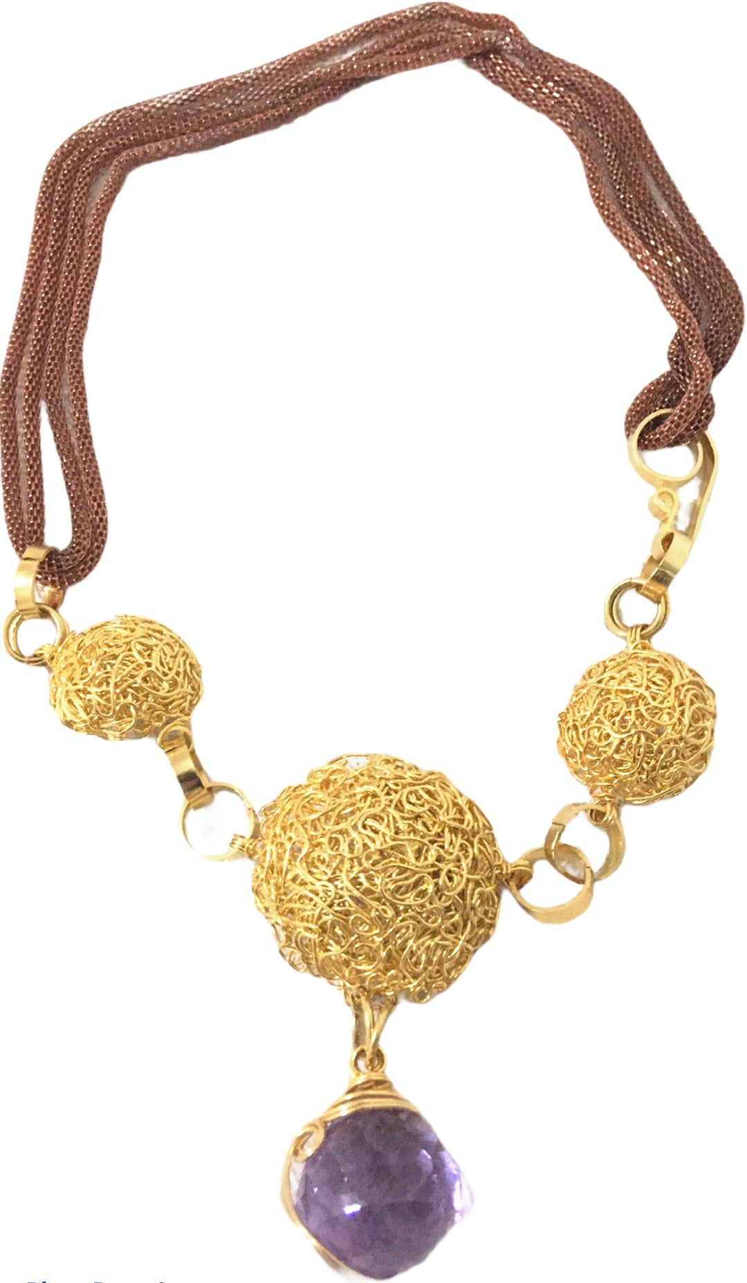 Collar Galaxia Violeta - Collar de diseño exclusivo con cristales de Swarovsk y esferas doradas-Diseño Contemporáneo y sofisticado