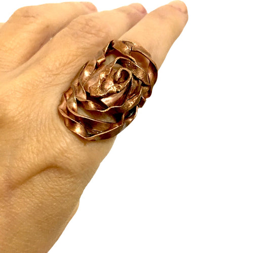 Anillo Flower Cobre - Joyería Contemporánea - Talle: 7/17mm
